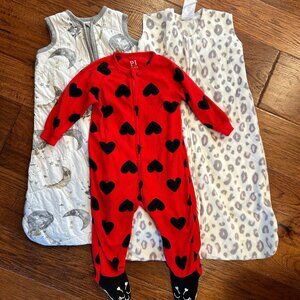 Baby Sleep Bundle - Set of 3 - Halo Burts Bees Sleep Sacks and Onesie -Size 6-12